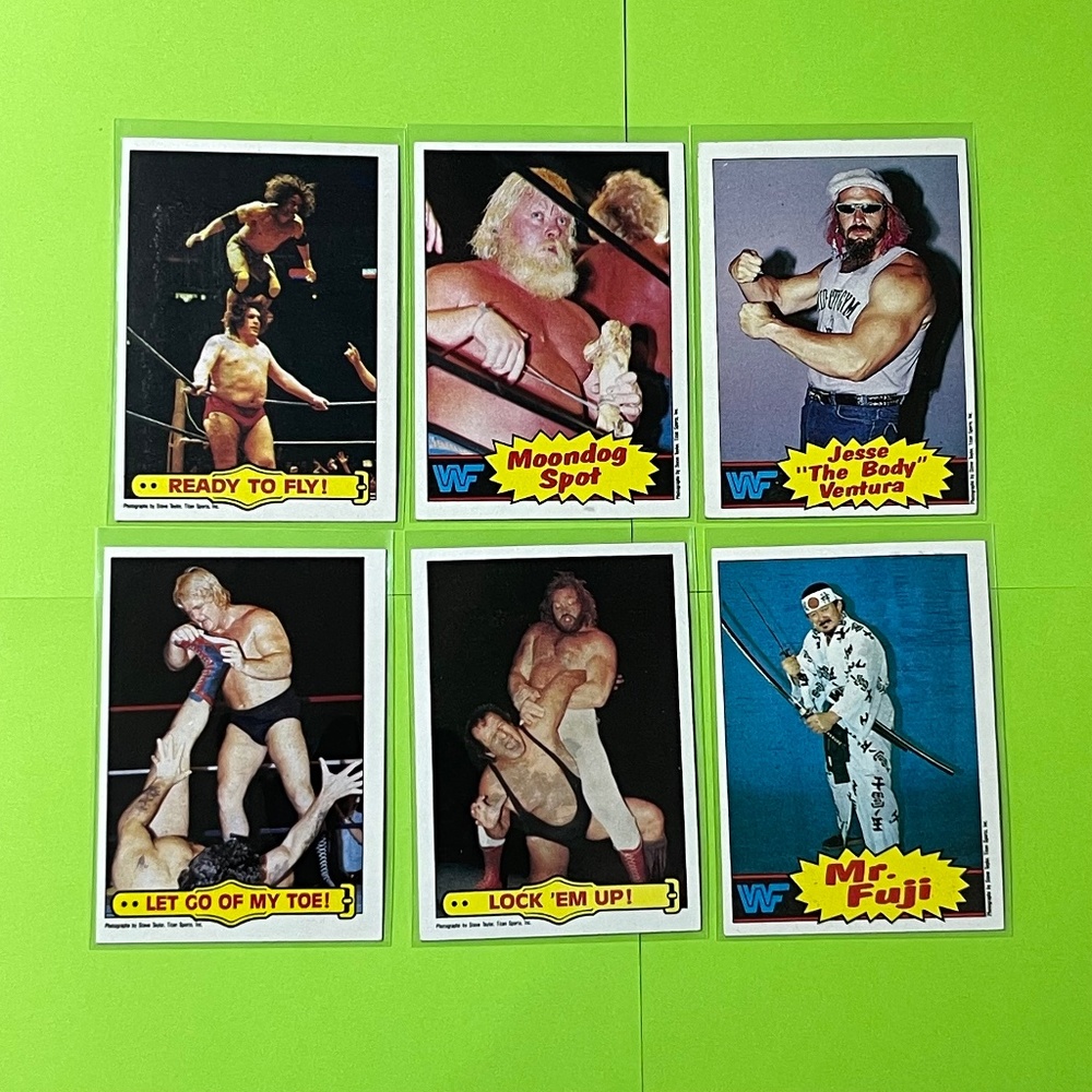 6 WWF 1985 Topps Wrestling Trading Cards Superfly Snuka Jesse Ventura‎ Hammer
